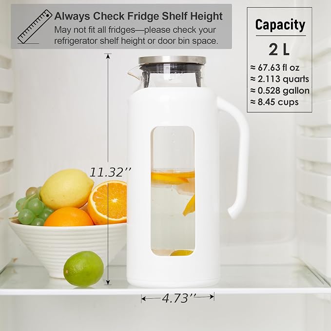 Delove Glass Pitcher with Lid & Shatterproof Shell – Heat-Resistant - Image 6