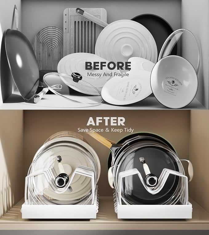 Pull Out Pots and Pans Organizer Under Cabinet, Expandable Sliding Lid Holder - Image 6