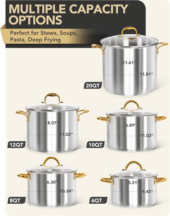 MICHELANGELO Stainless Steel Pots - 6 Qt Induction Pot - Image 8