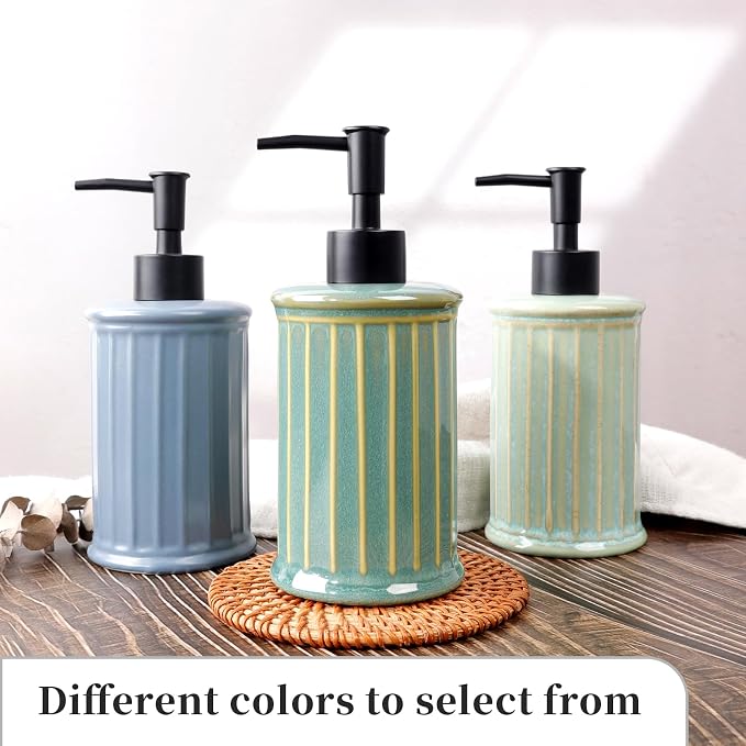 Soap Dispenser, Ceramic Liquid Hand Dish Soap Dispenser 11.84OZ, Hand Lotion - Image 6