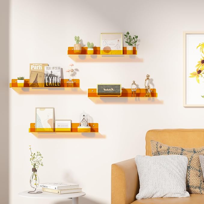 upsimples Acrylic Shelves for Wall Decor, Living Room, Floating Bookshelves for - Image 2