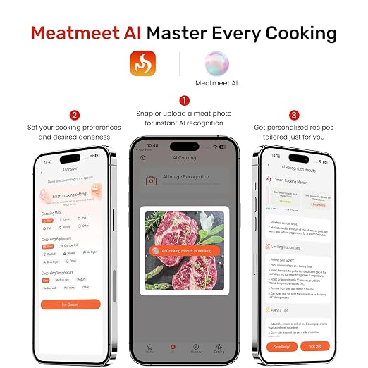 Wireless Bluetooth Meat Thermometer Digital, Smart AI Powered Cooking Thermomer - Image 6
