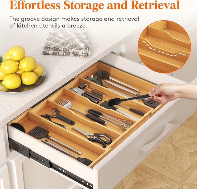 Lifewit Utensil Organizer for Kitchen Drawer, Expandable Cooking Utensil Tray - Image 6