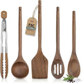 Elegant 5-Piece Walnut Wood Kitchen Utensil Set – Non-Scratch, Heat-Resistant by Boxikikitchen