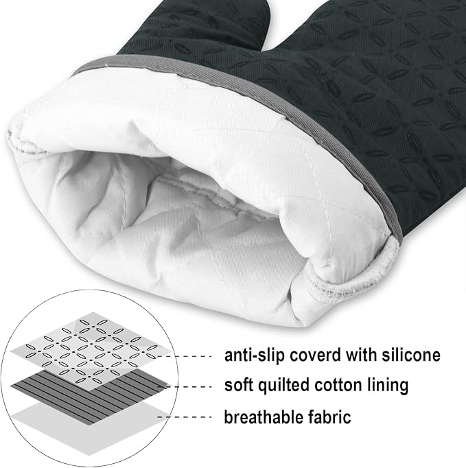 KEGOUU Oven Mitts and Pot Holders 6pcs Set, Kitchen Oven Glove High Heat - Image 3