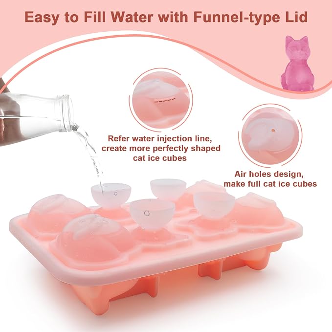 3D Cat Ice Cube Mold Silicone Large Ice Cube Tray - Image 6