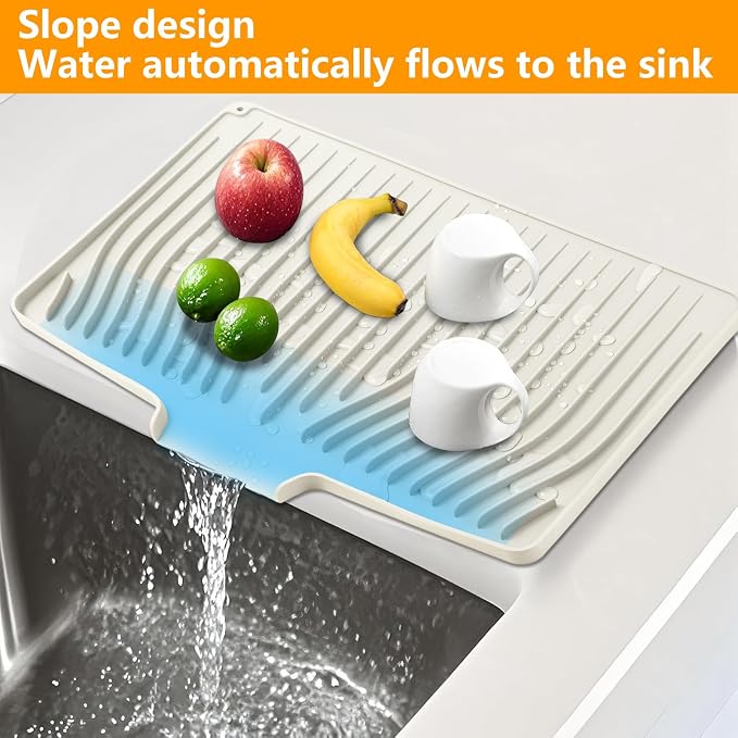 Silicone Dish Drying Mat for Kitchen Counter, Dish Drainer Mat, Non-Slip Drying - Image 3