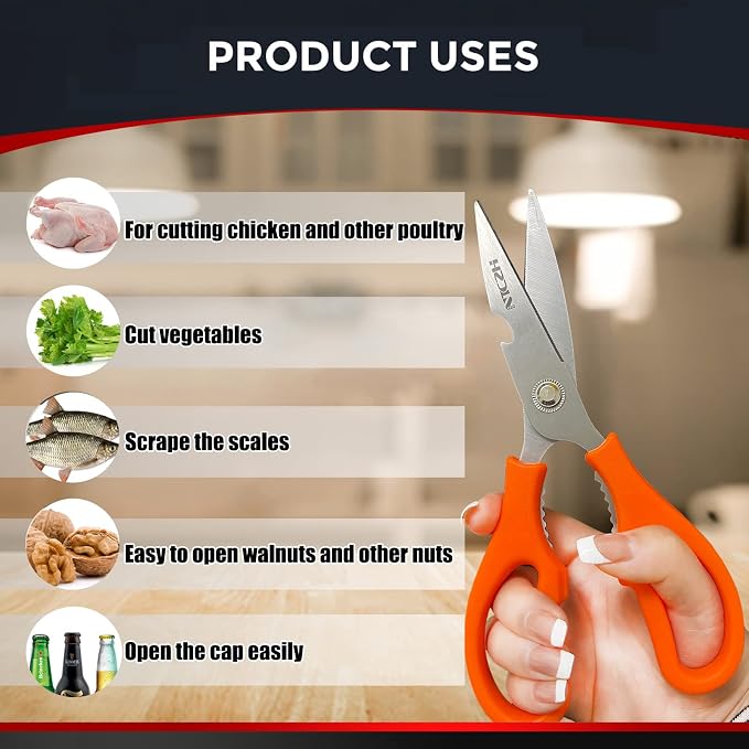 Kitchen Shears, Food Grade Stainless Steel Sharp Utility Scissors - Image 3