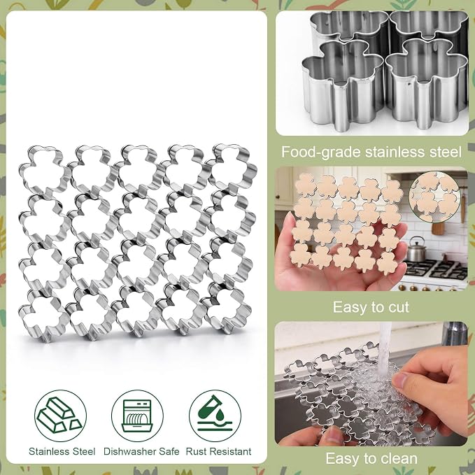 AIERSA Mini Shamrock Cookie Cutter, St Patricks Day Cookie Cutters, 1 Inch Tiny - Image 7