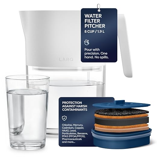 LARQ Water Filter Pitcher 1.9L – Nano Zero Filter Removes Chlorine, PFAS & More by LARQ