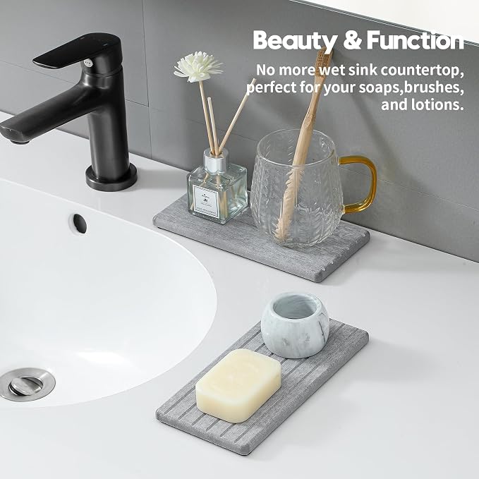Razborci 2PCS Instant Dry Diatomite Stone Counter Makeup Tray Organizer - Image 2