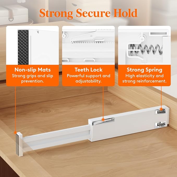 Lifewit 5 Pack 2.36" High Drawer Dividers 28-43.5cm/11-17" Adjustable Drawer - Image 5