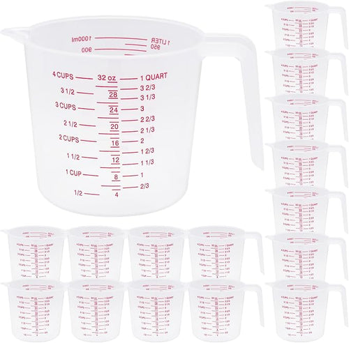 16 Pcs 4 Cup Capacity Plastic Measuring Cup, 32 Oz/1000 ml Clear Graduated by Unknown