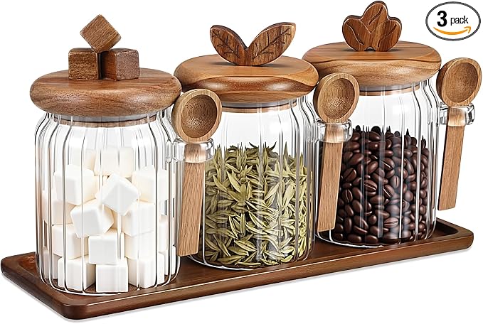 Suclain 3 Pcs Glass Coffee Container by Suclain