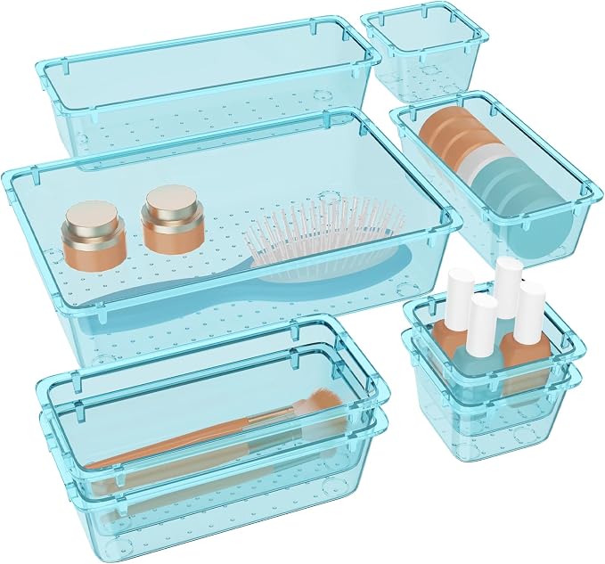 WOWBOX 8 PCS Plastic Drawer Organizer Set, 4 Sizes Desk Drawer Organization and by WOWBOX