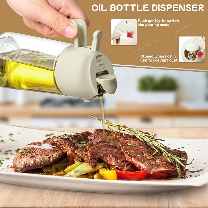 Oil Sprayer for Cooking 2pcs, 2 in 1 Oil Dispenser and Oils Sprayer Kitchen - Image 4