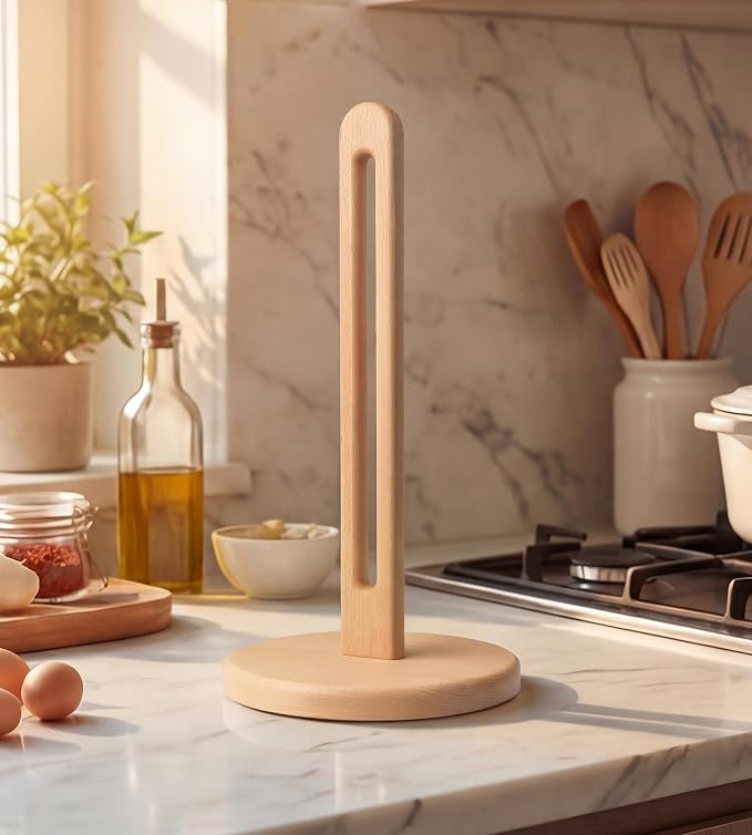 KitchLife Wooden Paper Towel Holder Countertop, 6.5" Jumbo Base, Fits Jumbo - Image 3