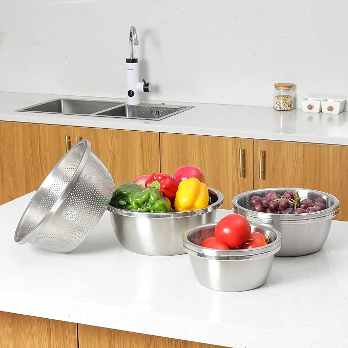 304 Stainless Steel Microporous Colander, 1.5QT Large Capacity - Image 2