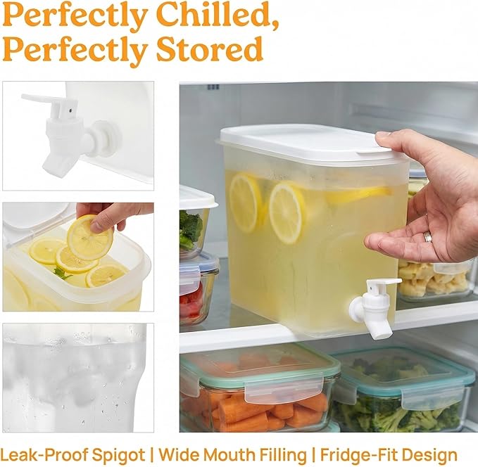 Jucoan 2 Pack 0.9 Gallon Fridge Beverage Drink Dispenser - Image 5