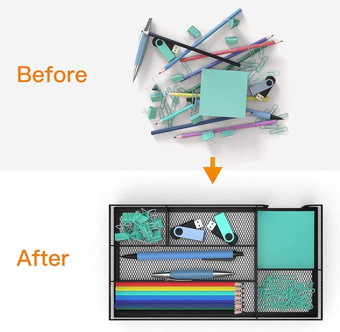 Desk Drawer Organizer, Metal Mesh Dividers Organizer - Image 2