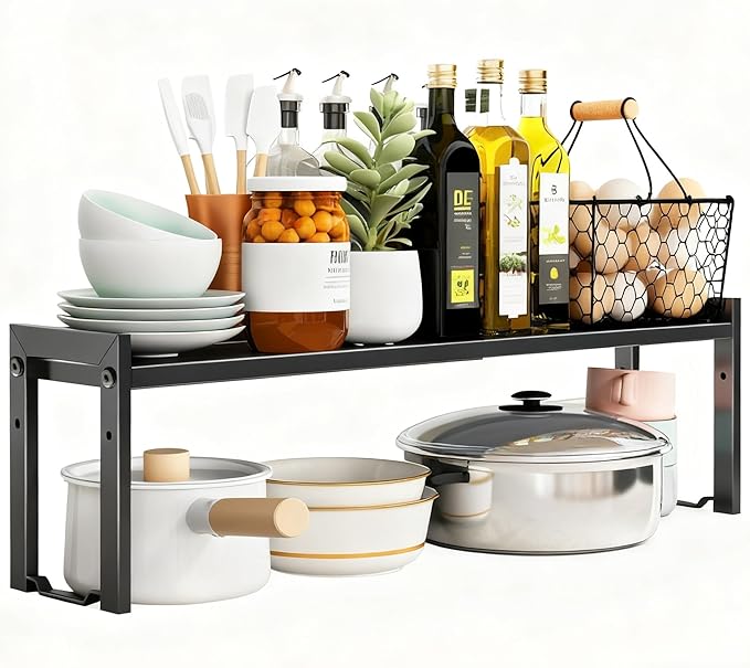 Expandable Cabinet Shelf Organizer 16-26" L Stackable Kitchen Counter Shelf by Urhomeyplus