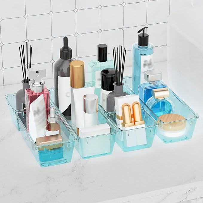 WOWBOX 12 Pack Clear Drawer Organizer Set, Acrylic Drawer Storage Trays - Image 5