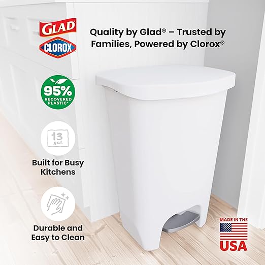 Glad 13 Gallon Trash Can | Plastic Kitchen Waste Bin - Image 6