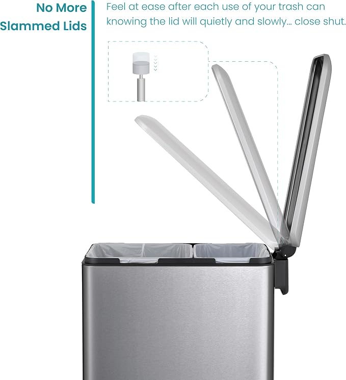 Home Zone Living 13 Gallon Slim Kitchen Trash Can - Image 4