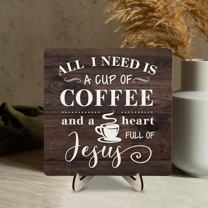 Coffee Bar Sign Plaque Decor-A Heart Full of Jesus, Cafe Bar Accessories - Image 7