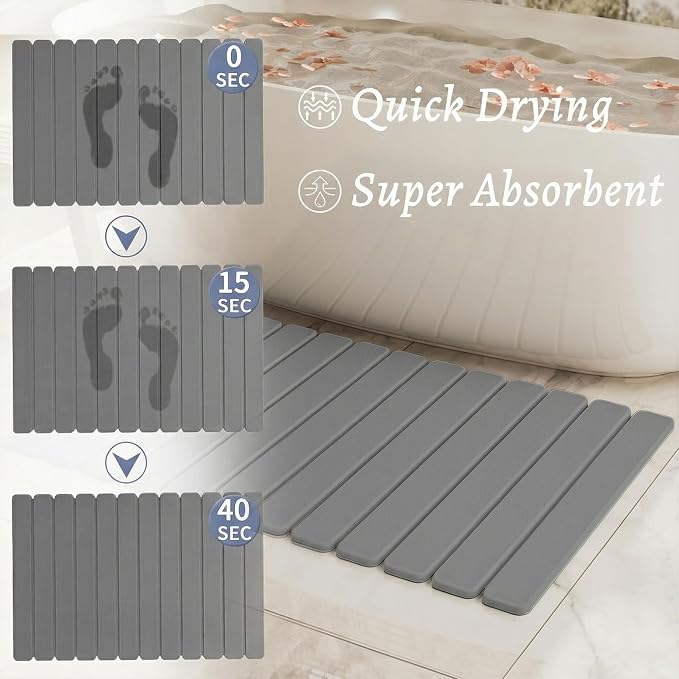Large Stone Bath Mat 31.5 x 19.7in, Quick Dry Diatomaceous Earth Mats - Image 4
