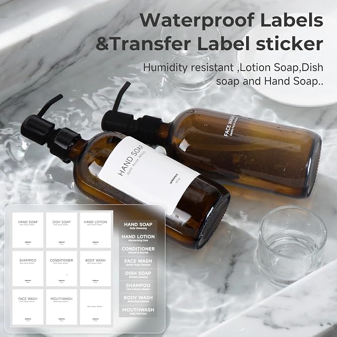 Glass Soap Dispenser Set for Kitchen, Hand and Dish Soap Dispenser - Image 6