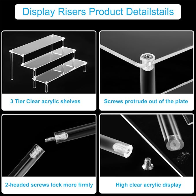 HENABLE 2PCS Large Acrylic Display Risers, Perfume Stand Organizer, Tabletop Use - Image 5