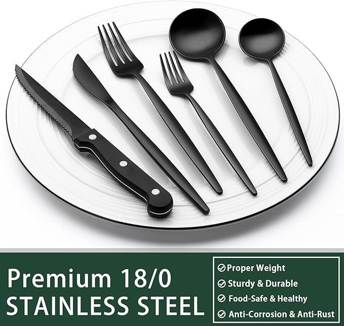 EWFEN 24-Piece Black Silverware Set - Image 5