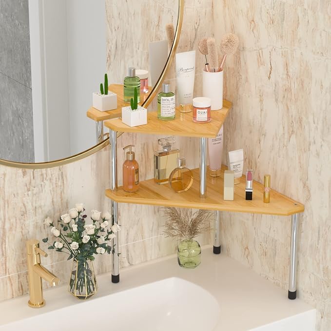 Weenson Bathroom Organizer Countertop Corner Shelf – 2 Tier Bathroom - Image 7