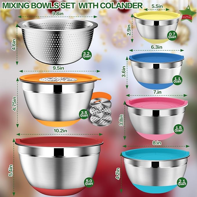 DUTZUN Mixing Bowls with Lids Set - Image 2