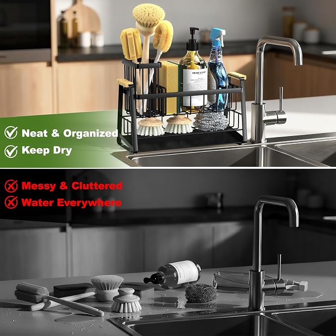 Housolution Sink Caddy Organizer, 2-Tier Sponge Holder - Image 7