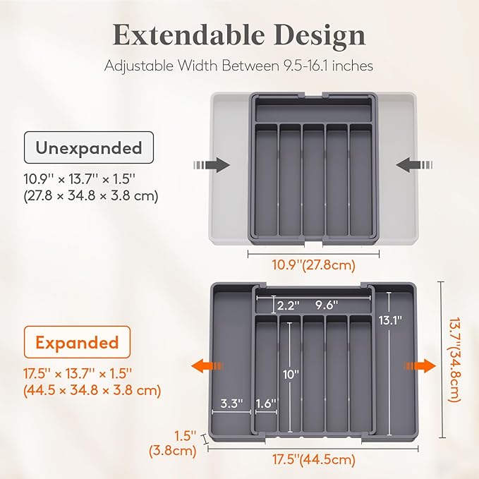Lifewit Silverware Drawer Organizer, Expandable Utensil Tray - Image 2
