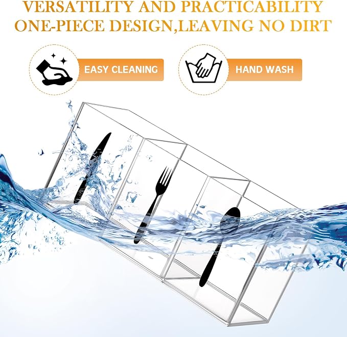 Suzile Acrylic Cutlery Storage Organizer Bin Silverware Caddy Countertop Knife - Image 3