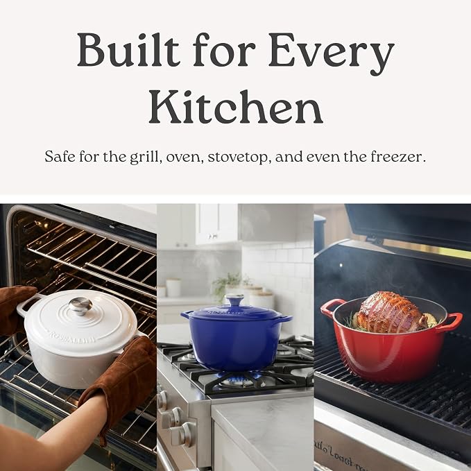 ROSSALLINI Signature Enameled Cast Iron Dutch Oven, Non-Stick Serving Pot - Image 8