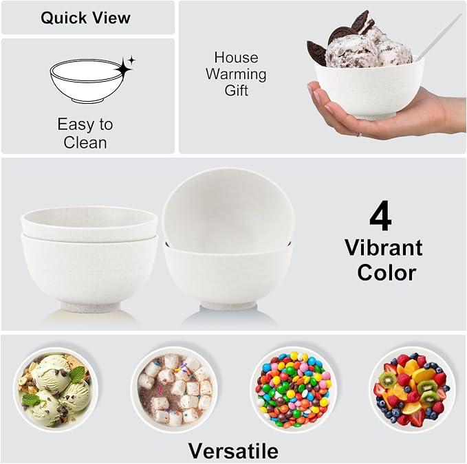 Wrova Wheat Straw Snack Bowls 10oz Set of 8 - Image 4