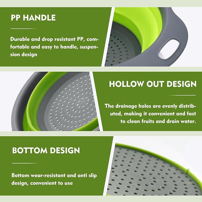 Silicone Colander Collapsible Strainers Set - Image 4