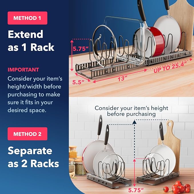 Better Things Home 5.5” Wide 12-Slot Adjustable Pot Lid Organizer - Image 5
