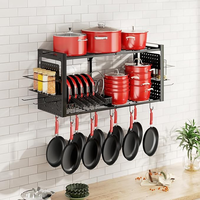 31 Inch Pot Rack Wall Mounted，3 in 1 Pots and Pans Organizer - Image 7