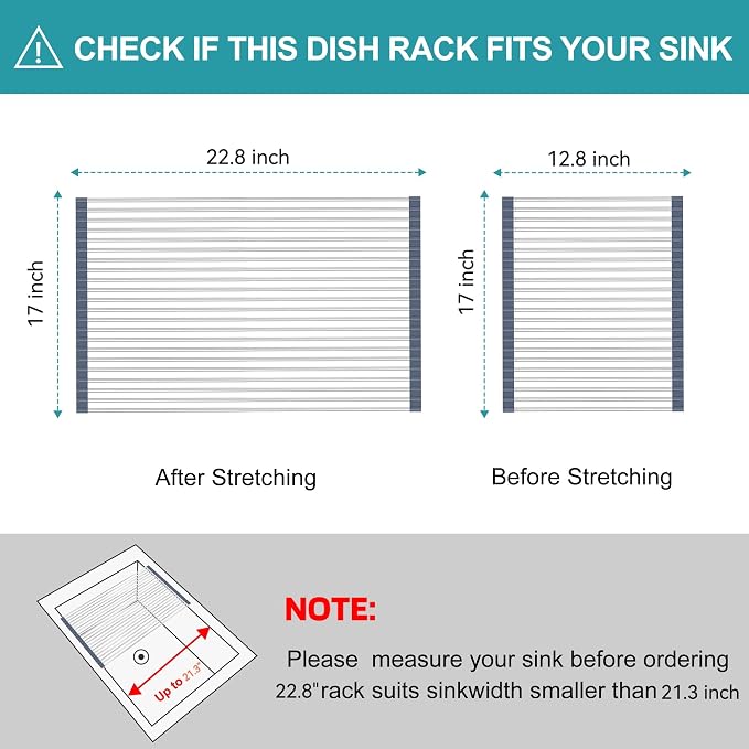 BBXTYLY Extra Large Expandable Roll Up Dish Drying Rack, Over The Sink Drying - Image 2