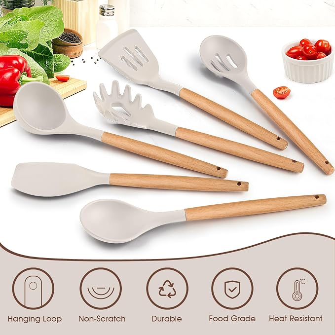 E-far Cooking Utensils Set of 6, Silicone Kitchen Utensils - Image 3