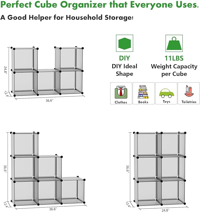 C&AHOME Cube Storage Organizer, 6-Cube Shelves Units, Closet Cabinet, DIY - Image 5