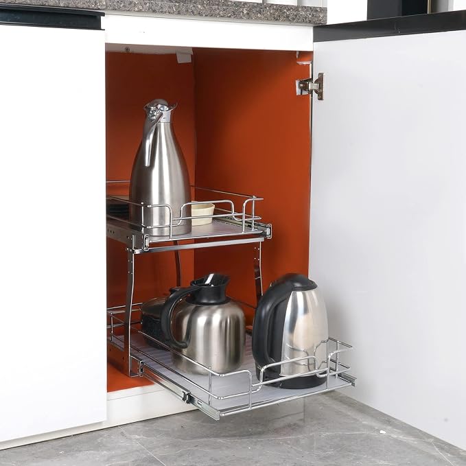 VEVOR Pull Out Cabinet Organizer, Chrome-Plated Steel Roll Out Drawer - Image 7