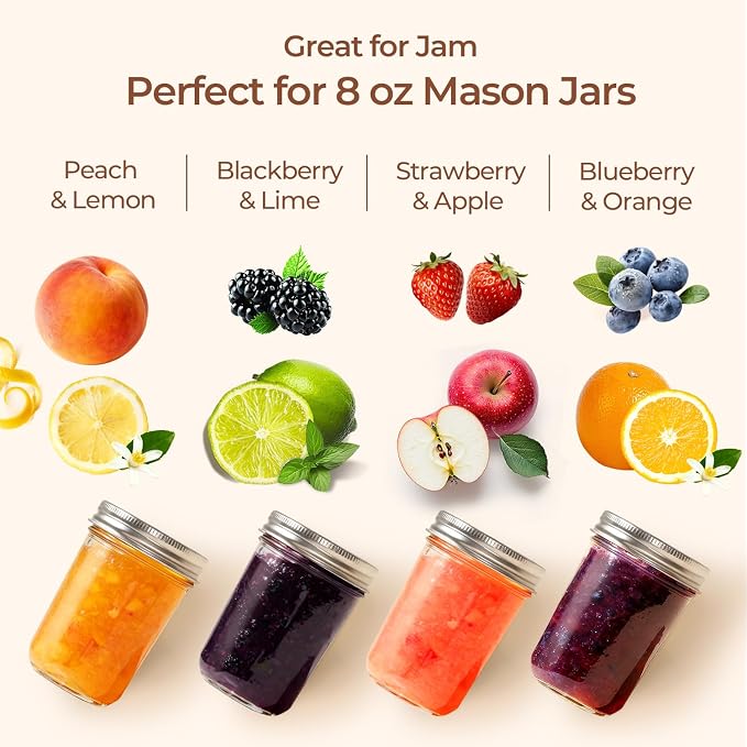 ComSaf Small Mason Jars 8 oz 24Pcs Bulk Set, Half Pint Regular Mouth Mason Jar - Image 5