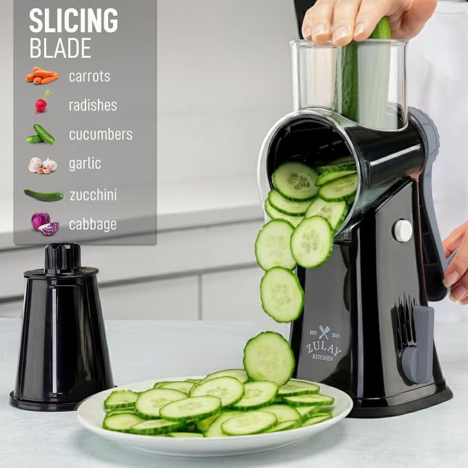 Zulay Kitchen Rotary Cheese Grater 5 Blade Cheese Shredder - Image 5