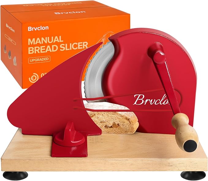 Brvclon Manual Bread Slicer Adjustable Thickness, Hand Crank Bread Slicer by Makeyourlifeeasier